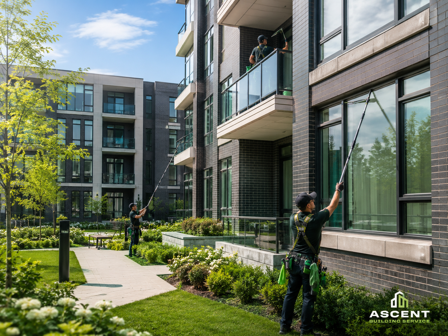 Apartment and condominium window cleaning in Cook County, IL by Ascent Building Service.
