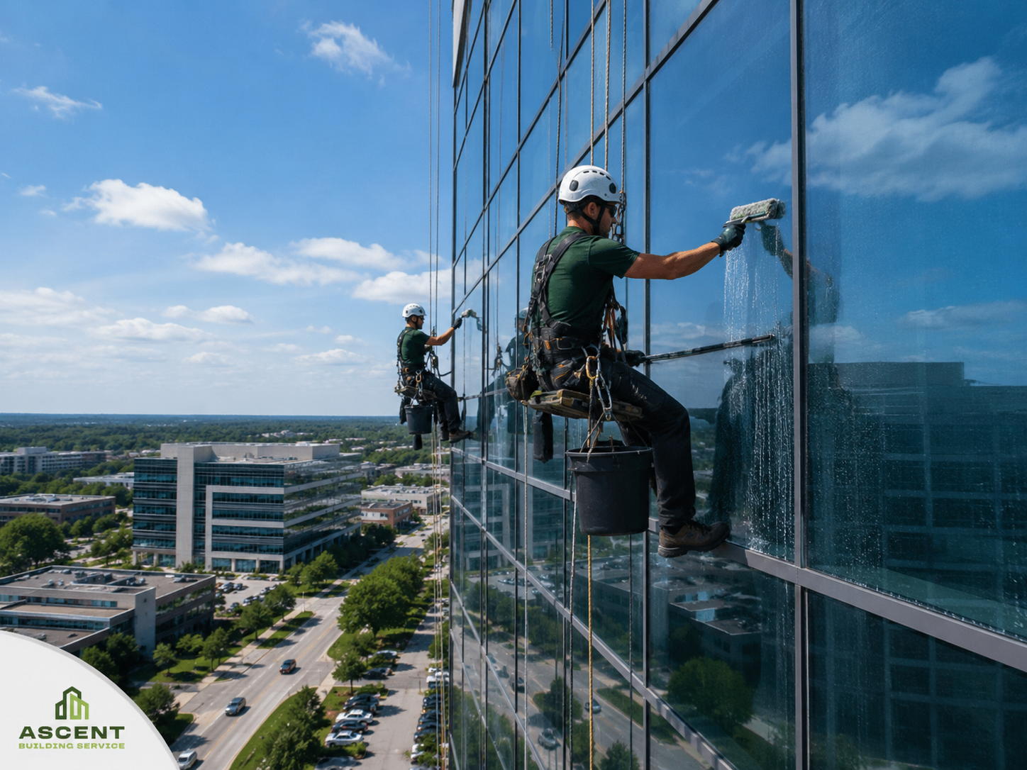 High-rise window cleaning service in Arlington Heights, IL by Ascent Building Service